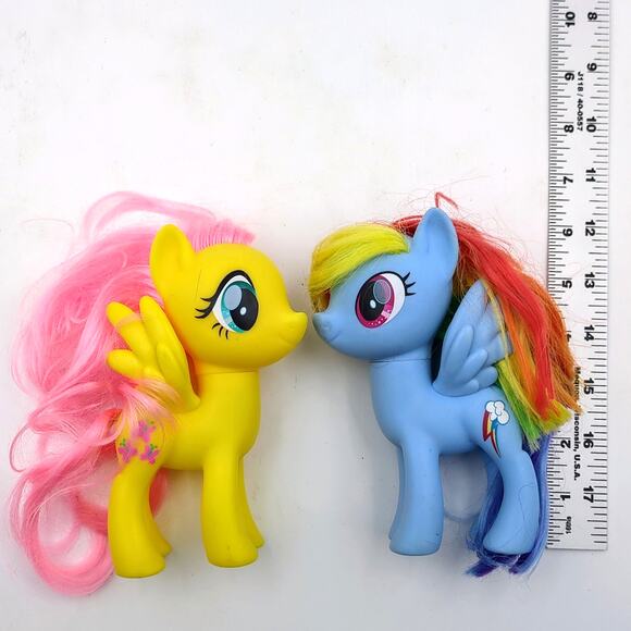 MLP My Little Pony G4 Fluttershy Rainbow Dash 2016 Hasbro 6” Blue Yellow Ponies - Picture 7 of 7